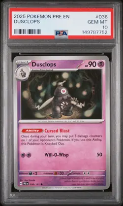 2025 POKEMON PRE EN-PRISMATIC EVOLUTIONS #036 DUSCLOPS PSA 10 - Image 1