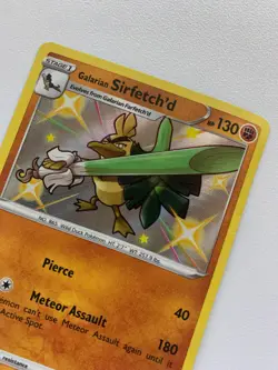 Pokemon TCG Sirfetch'd Shiny Holo Sv064/Sv122 Shining Fates DAMAGED CARD - Image 3