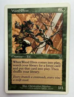 Wood Elves 7th Edition MP/HP MTG Magic the Gathering - Image 1