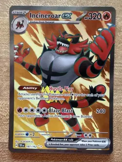 Pokemon TCG Incineroar EX 187/162 Temporal Forces Ultra Rare Full Art - Image 1
