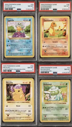 Pokemon TCG LOT Shadowless Pikachu/Squirtle/Charmander/Bulbasaur PSA 8 NM-MT - Image 1