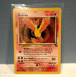 Pokemon TCG Moltres 12/62 Fossil Holo Rare Unlimited English 1999 70HP - Image 1