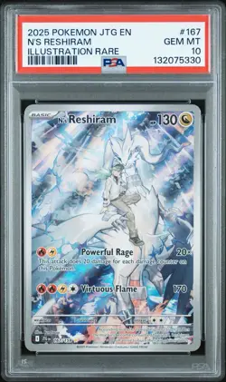 2025 POKEMON JTG EN-JOURNEY TOGETHER ILLUSTRATION RARE #167 N'S RESHIRAM PSA 10 - Image 1