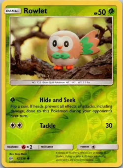 ROWLET 17/236 C COSMIC ECLIPSE POKEMON REVERSE HOLO LP - Image 1