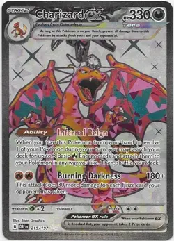 Charizard ex 215/197 Ultra Rare Obsidian Flames Pokemon Holo Near Mint - Image 1