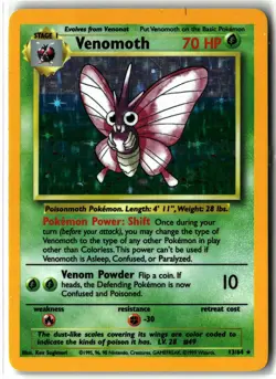 1999 Venomoth ⭐ 13/64 No Symbol Error Holo Rare WOTC Vintage Jungle Pokemon MP - Image 1