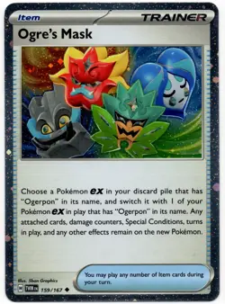 Pokemon - Twilight Masquerade Cosmos Holo Ogre's Mask 159/167 NM SWIRL - Image 1