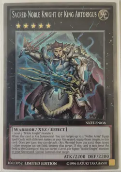 YuGiOh Sacred Noble Knight of King Artorigus Platinum Rare NKRT-EN038 - Image 1