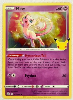 2021 Pokemon TCG Mew 011/025 Holo Rare Celebrations Excellent-NM/M - Image 1