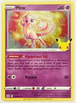 2021 Pokemon TCG Mew 011/025 Holo Rare Celebrations Excellent-NM/M - Image 2