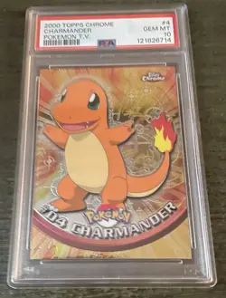 2000 Pokemon TV Game Topps Chrome Charmander Rare PSA 10 GEM MINT Base Set #4 - Image 1
