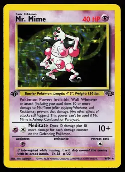 Mr. Mime 6/64 1st Edition Holo Rare Jungle Pokemon Card - Image 1