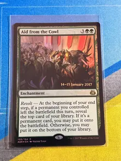 Magic the Gathering MTG Aether Revolt Prerelease Promo AID FROM THE COWL Foil - Image 1