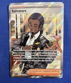Pokemon TCG SV05 Temporal Forces - Salvatore 202/162 Full Art Holo Card - Image 1