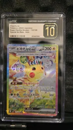 CGC 10 Pristine Pokemon Pikachu EX SAR 132/106 Super Electric Breaker SV8 Japane - Image 1