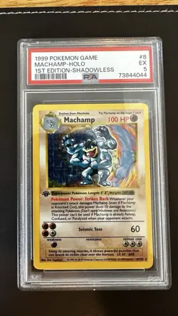 Pokemon TCG Machamp Holo Shadowless 1st Edition Base Set 8/102 PSA 5 - Image 1