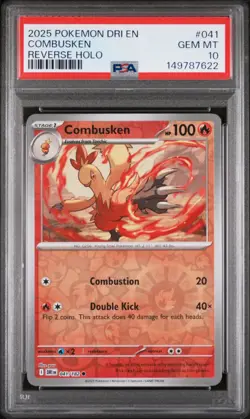 2025 POKEMON DRI EN-DESTINED RIVALS REVERSE HOLO #041 COMBUSKEN PSA 10 - Image 1