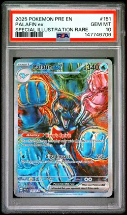 2025 POKEMON PRE EN-PRISMATIC EVOLUTIONS #151 PALAFIN EX PSA 10 - Image 1