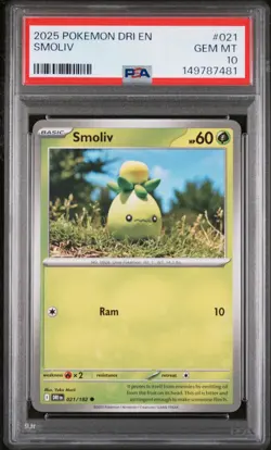 2025 POKEMON DRI EN-DESTINED RIVALS #021 SMOLIV PSA 10 - Image 1