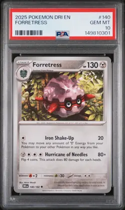 2025 POKEMON DRI EN-DESTINED RIVALS #140 FORRETRESS PSA 10 - Image 1
