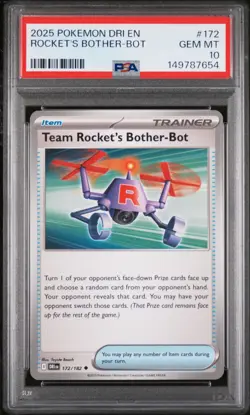 2025 POKEMON DRI EN-DESTINED RIVALS #172 TEAM ROCKET'S BOTHER-BOT PSA 10 - Image 1