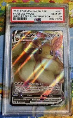 EEVEE VMAX PSA 10 2021 POKEMON SWSH BSP #SWSH087 SHINING FATES ETB English - Image 1