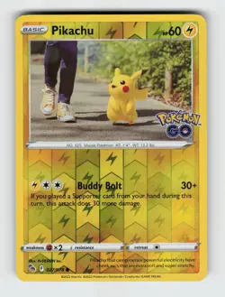 Pikachu 027/078 Reverse Holo Common Pokemon GO Pokemon 2022 Lightly Played - Image 1