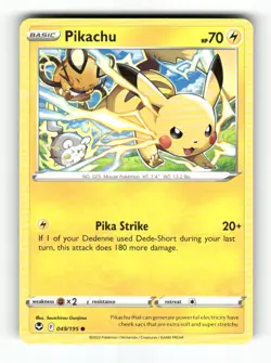 Pikachu - 049/195 - Silver Tempest - Pokemon - Common - NM - Image 1