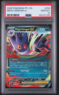 Mega Gengar ex 2025 Pokemon Phantasmal Flames #056/094 PSA 10 GEM MINT - Image 1