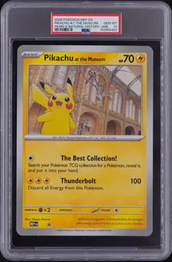 2026 POKEMON MEP EN-ME BLACK STAR PROMO PIKACHU AT THE MUSEUM PSA 10 - Image 1