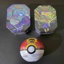 Pokemon Azure Legends Tins X2 And 1 Poke Ball ( total of 11 booster packs). - Image 1