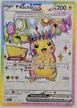 Pokemon TCG- Pikachu ex - 219/191 - SV08: Surging Sparks (SSP) Ultra Rare NM - Image 1