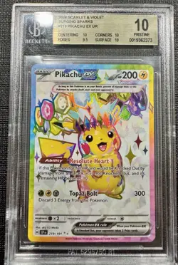 Beckett BGS Pristine 10 Pikachu EX Surging Sparks UR #219/191 - Image 1