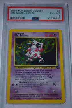 1999 Pokemon TCG Mr. Mime Jungle Set 6/64 HOLO Rare PSA Graded EX-MT - Image 1