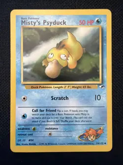 Pokemon TCG Mistys Psyduck Gym Heroes 54/132 Regular Unlimited Uncommon LP - Image 1