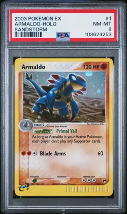 2003 POKEMON EX SANDSTORM #1 ARMALDO-HOLO - PSA 8 (NEAR MINT-MINT) - Image 1