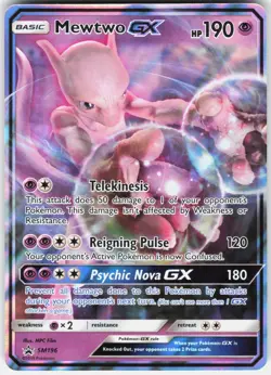 Mewtwo GX - SM196 Holo Promo Sun & Moon Promo Pokemon Near Mint - Image 1
