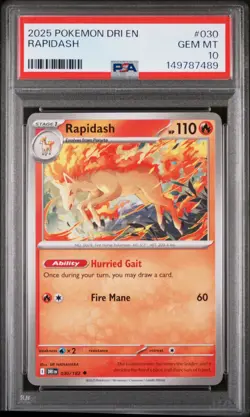 2025 POKEMON DRI EN-DESTINED RIVALS #030 RAPIDASH PSA 10 - Image 1