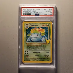 2021 Pokemon Celebrations Venusaur PSA 10 Unique Surface Error - Image 1