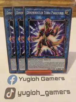 Yu-Gi-Oh Dinowrestler Terra Parkourio X3 DANE 1st Edition Common Light Played - Image 1