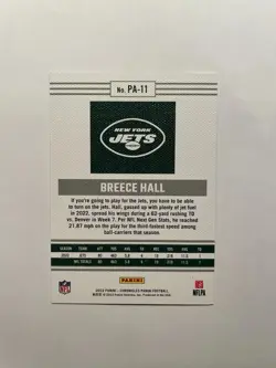 2022 PANINI CHRONICLES PANINI #PA-11 BREECE HALL ROOKIE RC - GOLD #10/10 - Image 2