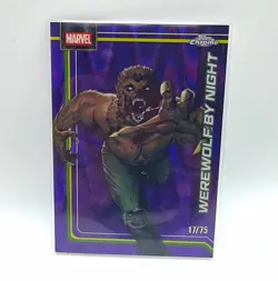 Topps 2026 Chrome Marvel Werewolf by Night #195 Purple Refractor 17/75 - Image 1