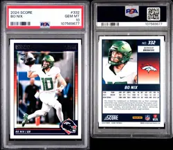 2024 Score BO NIX #332 Broncos Rookie RC (PSA 10 Gem Mint) **FRESHLY GRADED** - Image 1