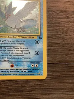 1999 Pokemon Articuno Fossil Holo Unlimited Rare Card 2/62 LP Condition Vintage - Image 4
