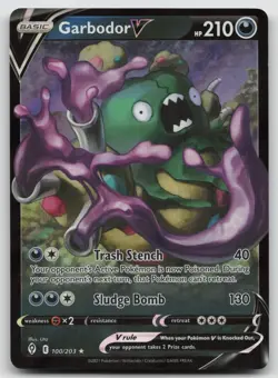 Garbodor V 100/203 Holo Evolving Skies Pokemon NM 340 - Image 1