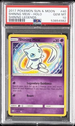 2017 POKEMON SUN & MOON SHINING LEGENDS #40 SHINING MEW-HOLO PSA 10 - Image 1