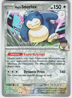 HOP'S SNORLAX REVERSE HOLO 117/159 JOURNEY TOGETHER NM / A89-17 - Image 1
