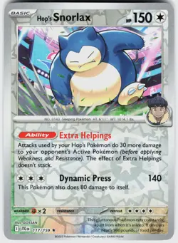 HOP'S SNORLAX REVERSE HOLO 117/159 JOURNEY TOGETHER NM / A90-3 - Image 1