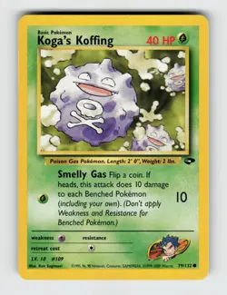 Koga's Koffing 79/132 Unlimited Common Gym Challenge Pokemon 2000 Lightly Played - Image 1