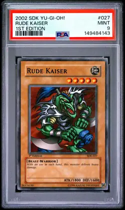2002 YU-GI-OH! STARTER DECK: KAIBA 1ST EDITION #027 RUDE KAISER PSA 9 - Image 1